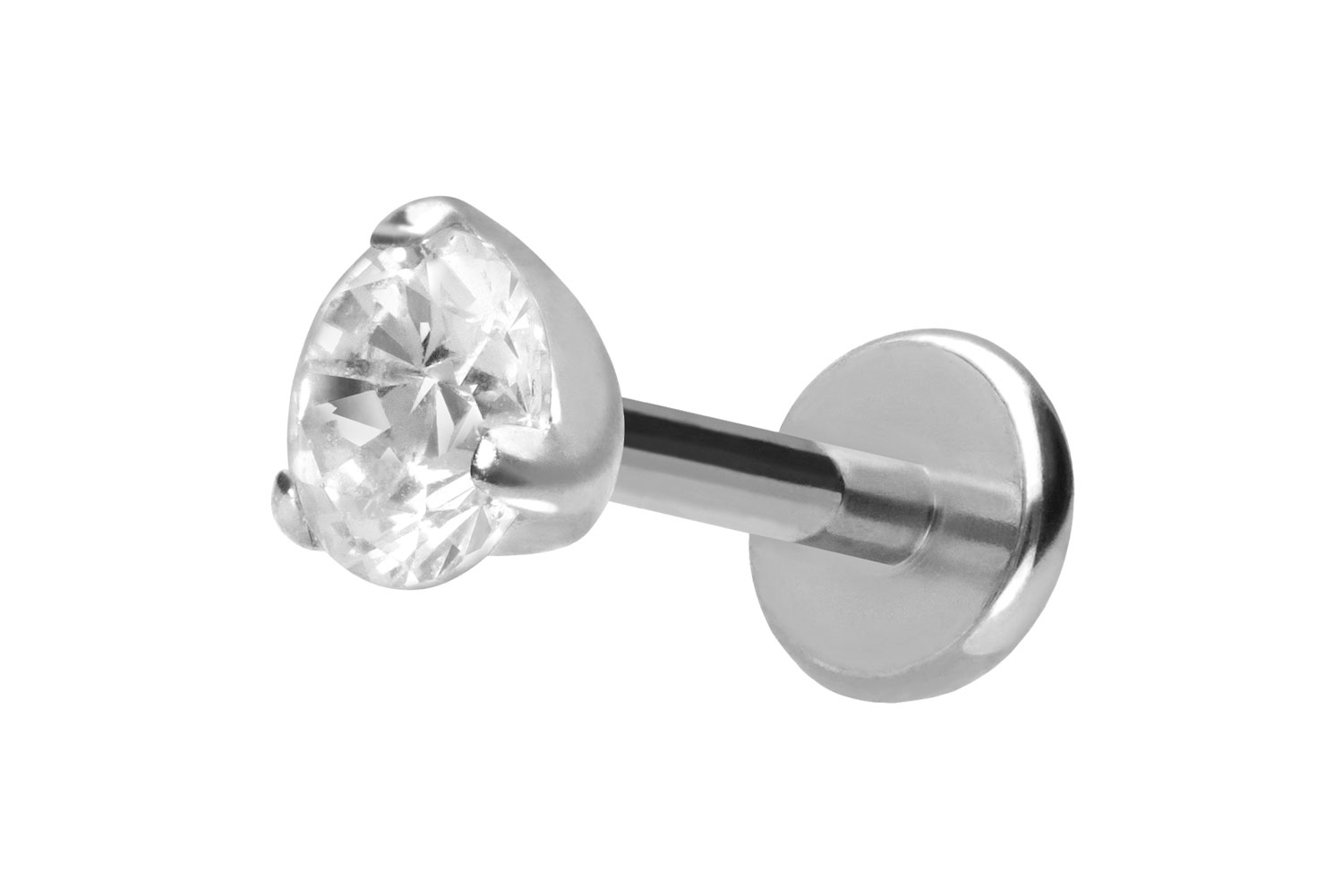 Titan Labret Piercing mit Push Fit EINGEFASSTER KRISTALL
